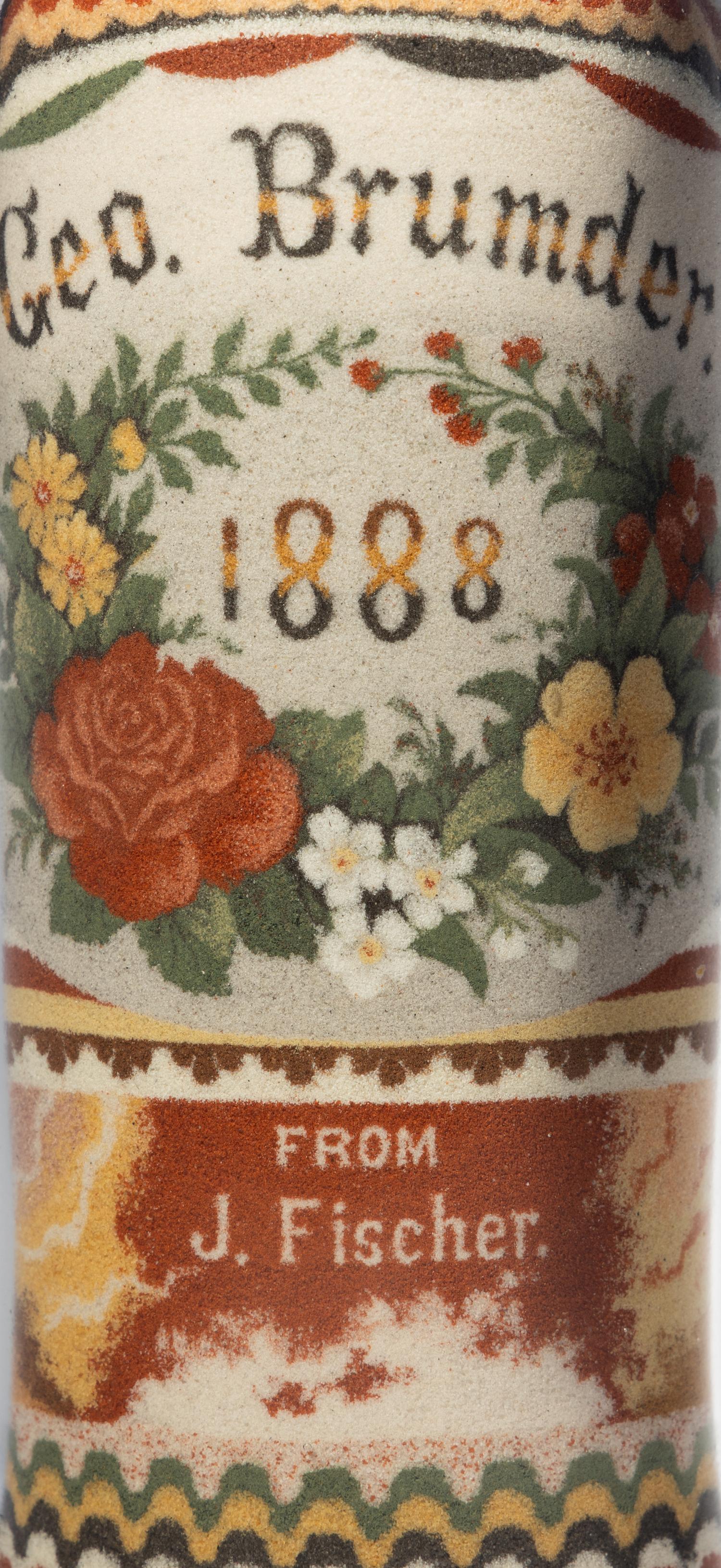 A Sand Art Bottle, Andrew Clemens (1857-1894), McGregor, Iowa, Dated 1888