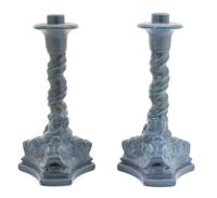 A Pair of Rookwood Pottery Candlesticks Height 11 3/4 inches. — 20TH CENTURY