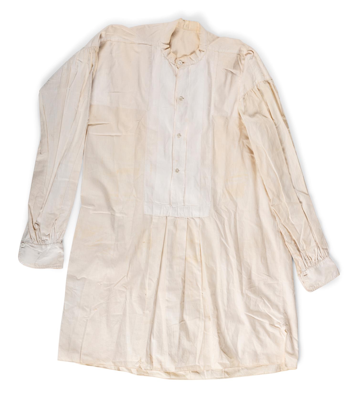 Civil War-period man's dress shirt with original buttons.