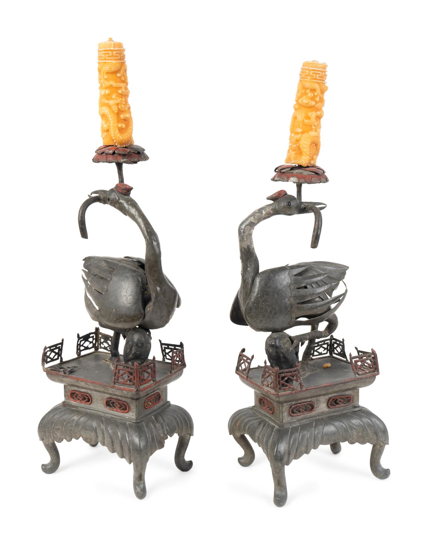 A Pair of Asian Metal Candlestands — 19TH/20TH CENTURY