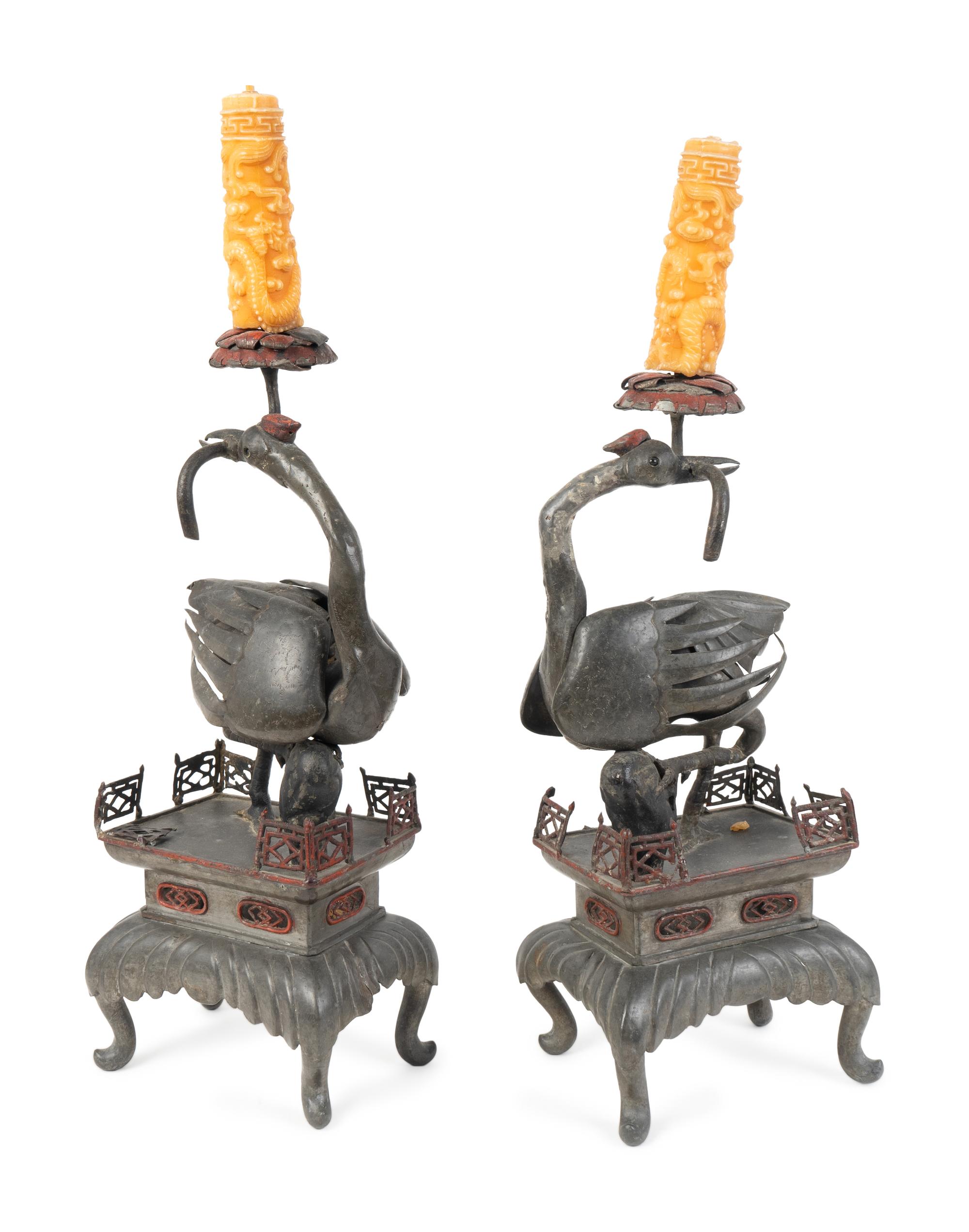 A Pair of Asian Metal Candlestands — 19TH/20TH CENTURY