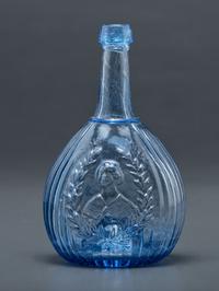 A Molded-Glass New Calabash Bottle in Blue by Whitney Glass Works, Glassboro, New Jersey