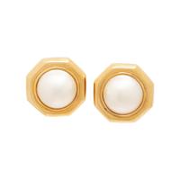 YELLOW GOLD AND CULTURED MABE PEARL EARRINGS