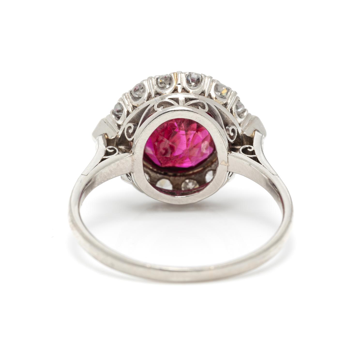 ART DECO, UNHEATED BURMESE RUBY AND DIAMOND RING