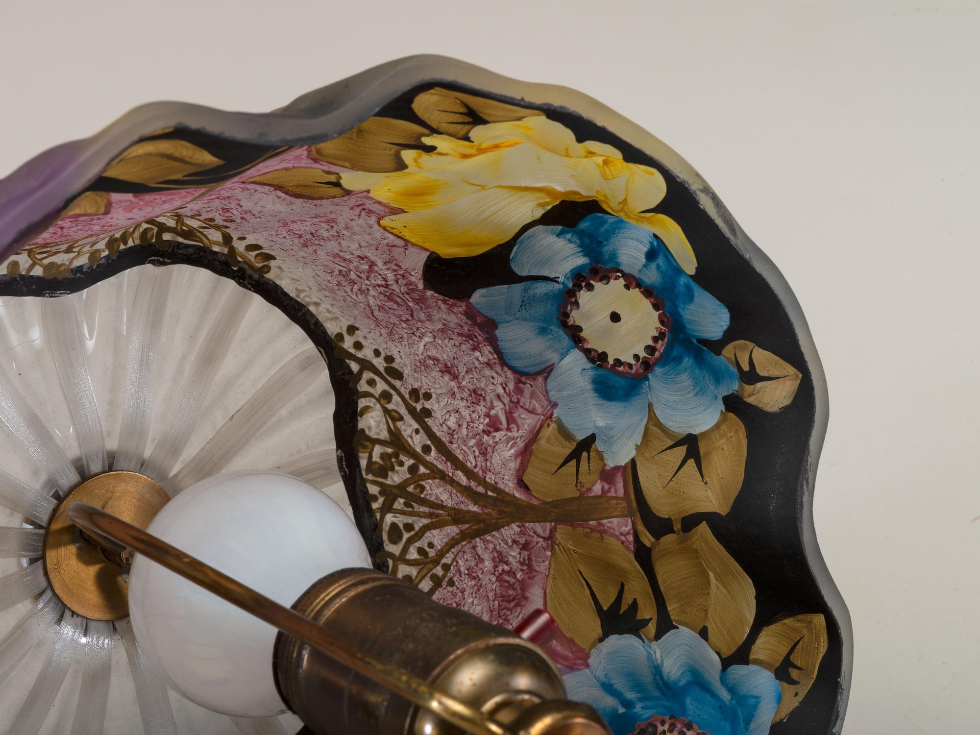 Reverse-Painted Puffy Boudoir Lamp