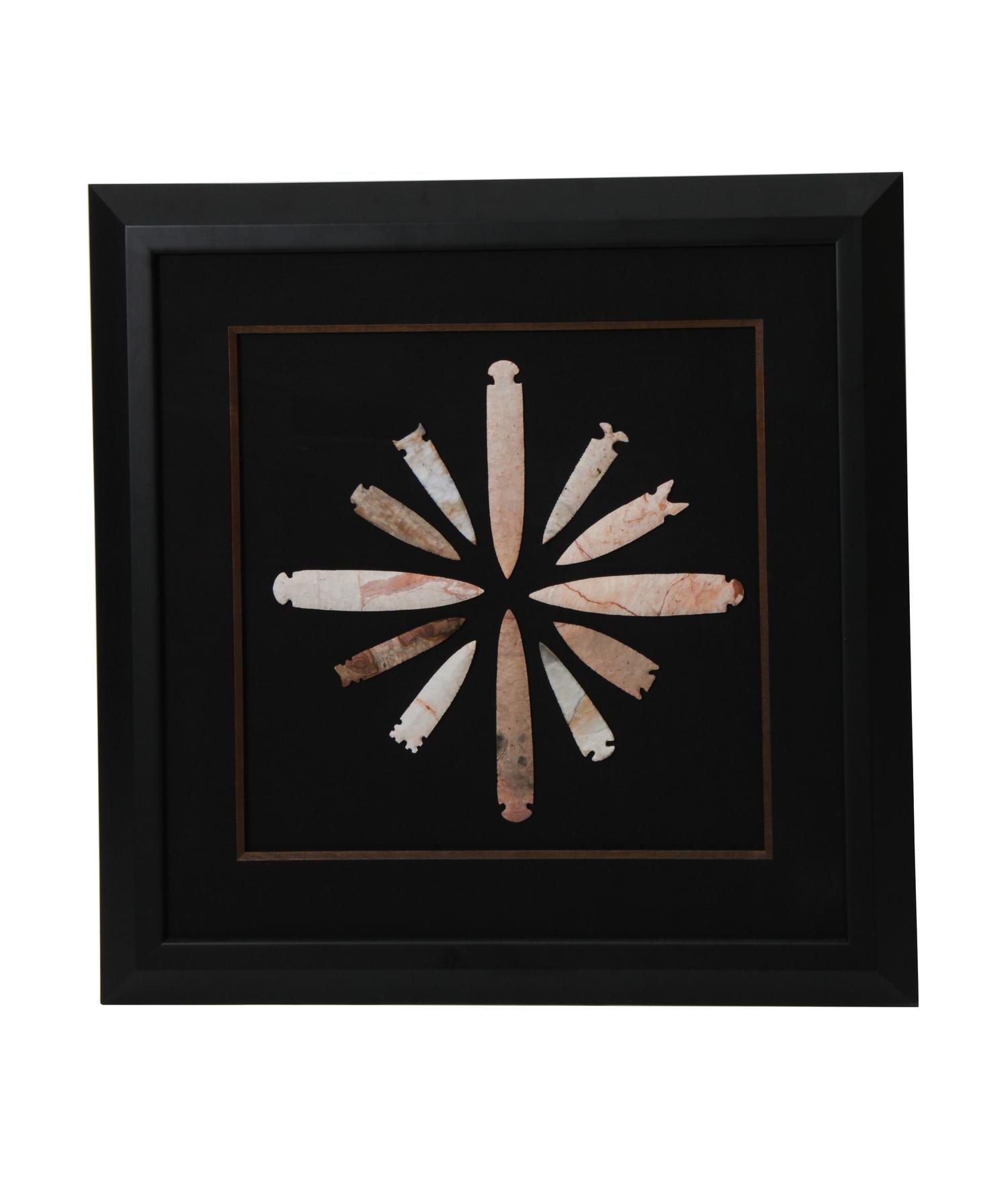 Four Framed Groups of Arrowheads Height 17 1/4 x width 17 1/4 inches (each)