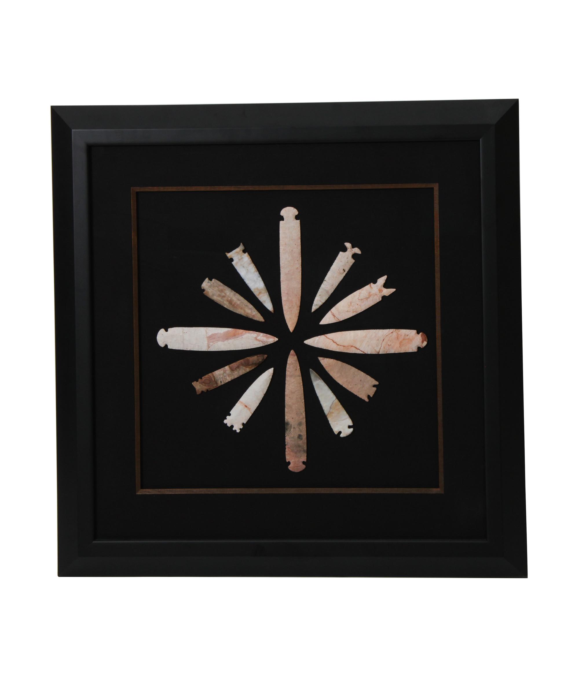 Four Framed Groups of Arrowheads Height 17 1/4 x width 17 1/4 inches (each)