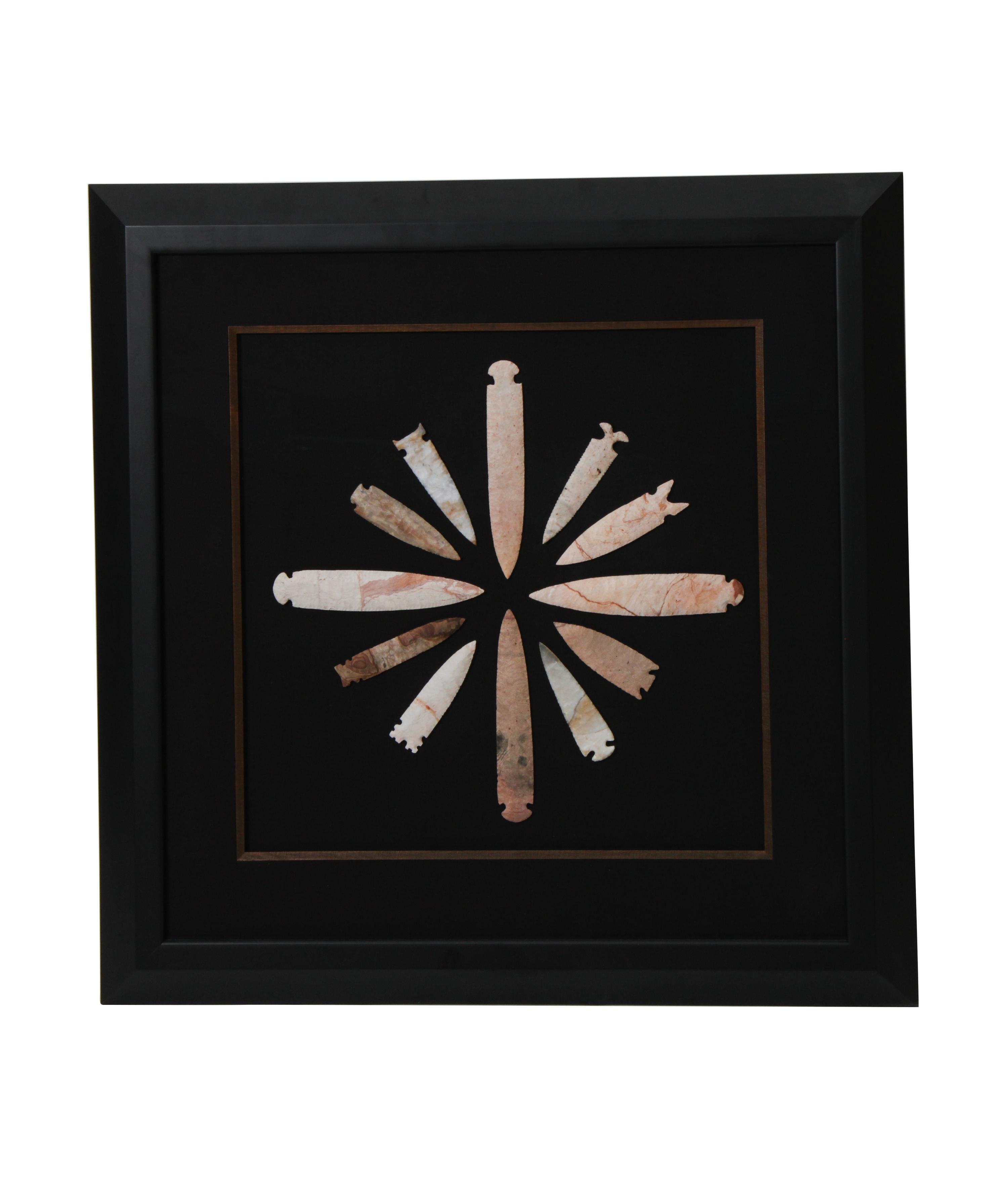 Four Framed Groups of Arrowheads Height 17 1/4 x width 17 1/4 inches (each)