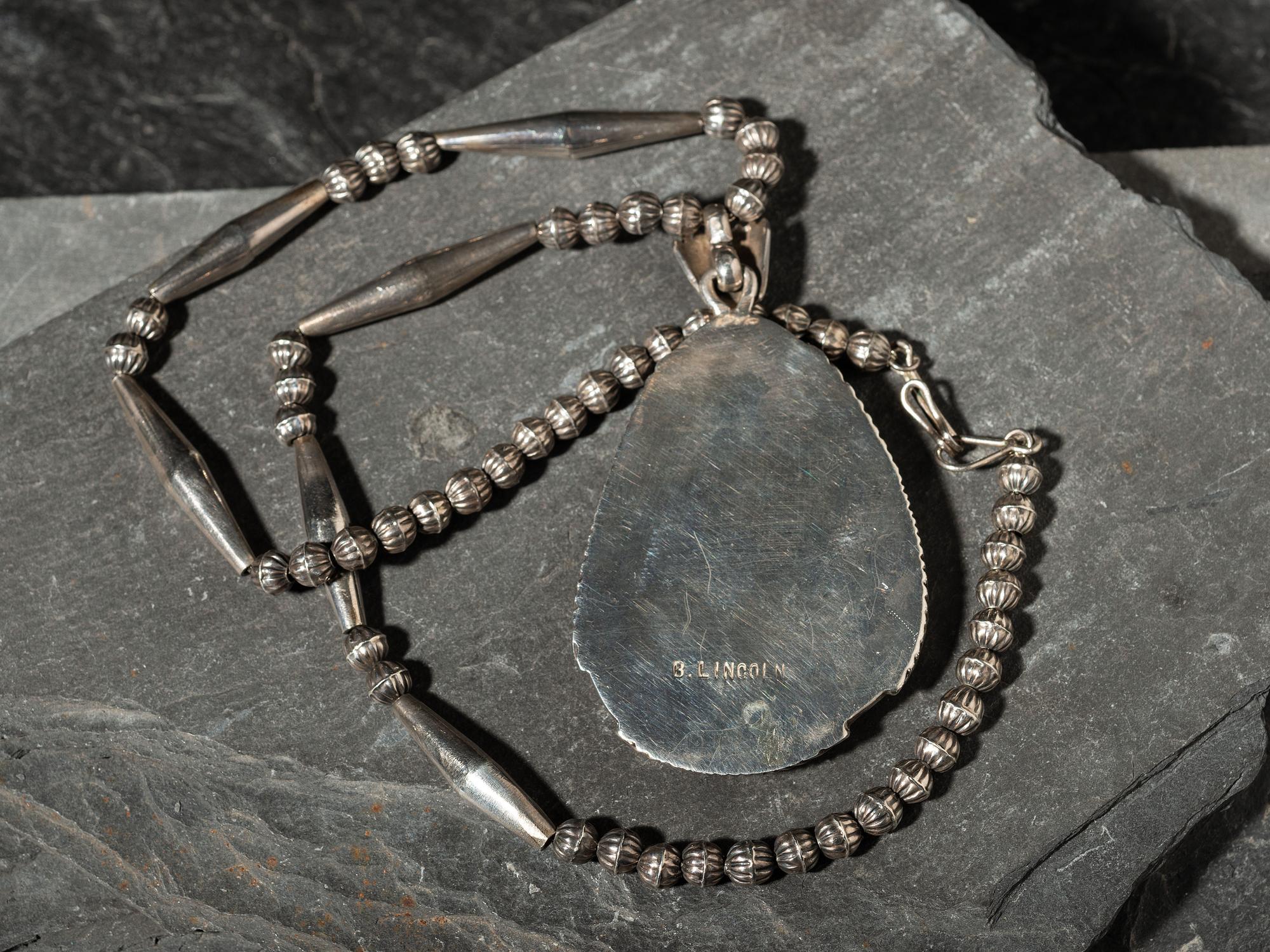 Silver and 54K Morenci Web Turquoise Necklace