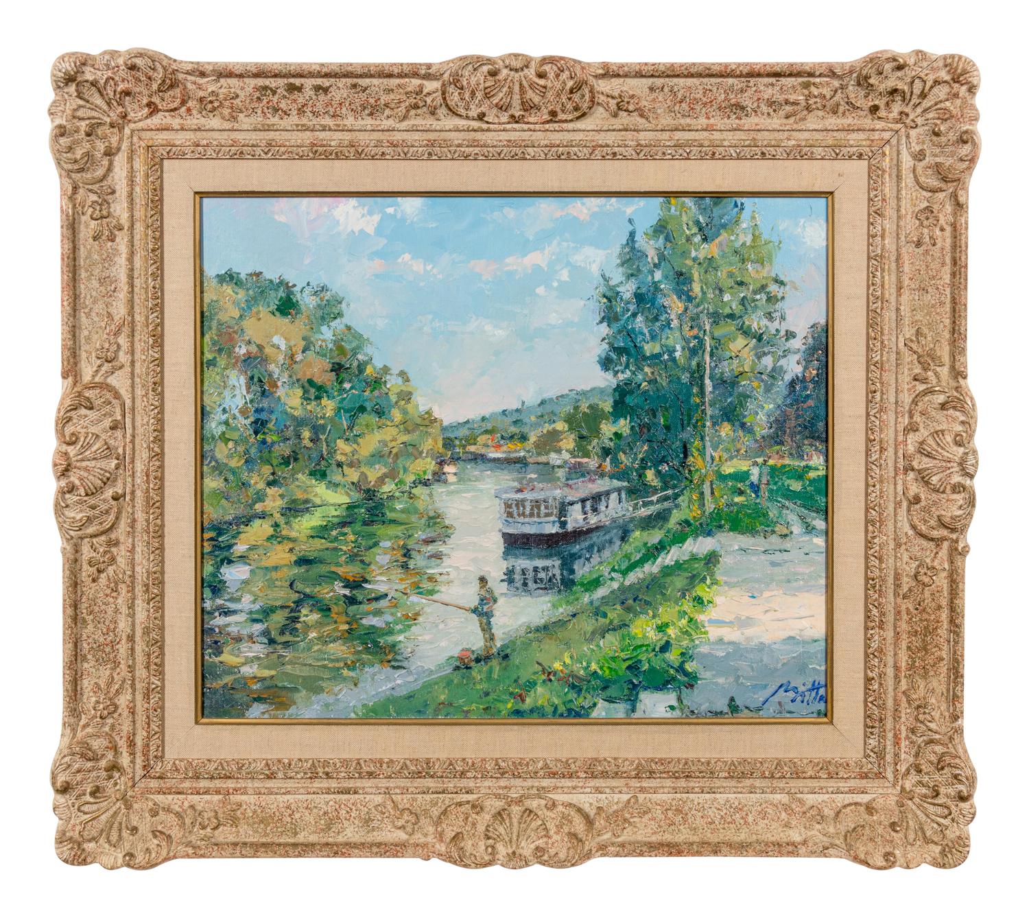 River with Boat and Fisherman