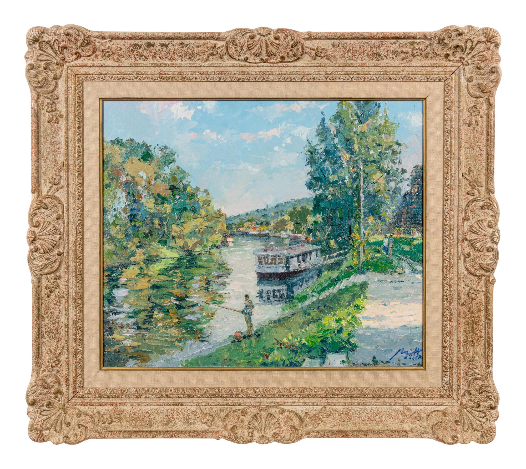 River with Boat and Fisherman