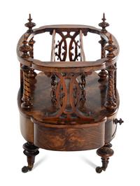 A Victorian Burl Walnut Canterbury