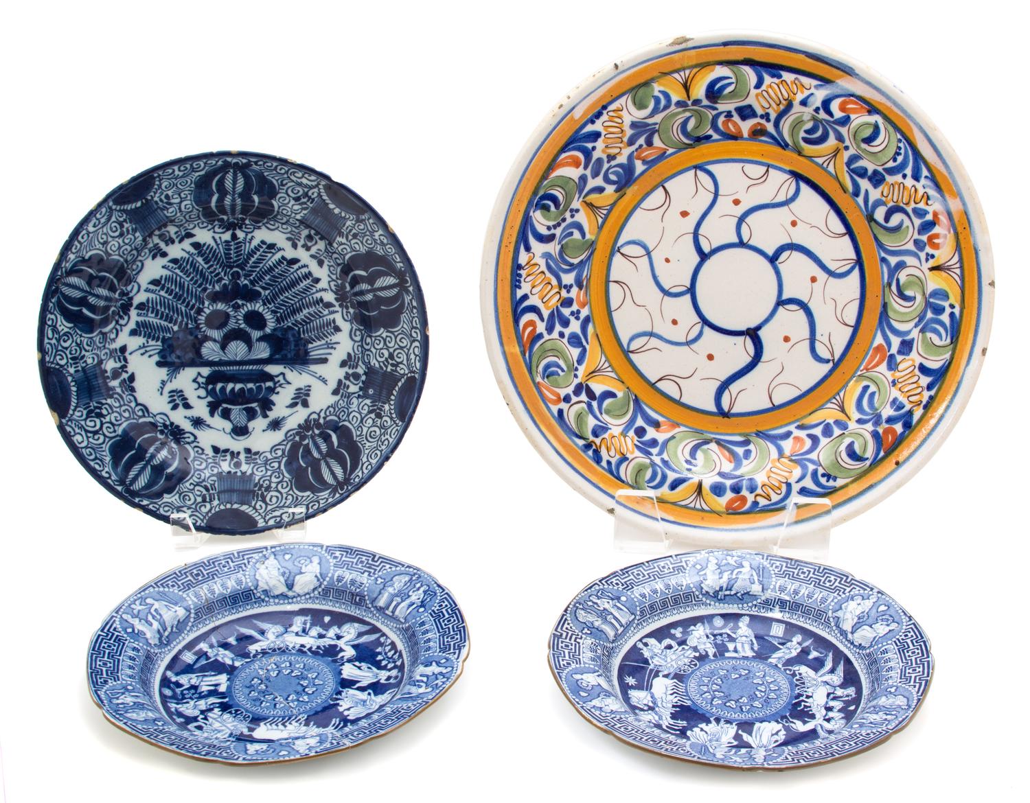 Four Continental Faience Bowls Diamef largest 14 inches. — 19TH/20TH CENTURY