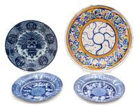 Four Continental Faience Bowls Diamef largest 14 inches. — 19TH/20TH CENTURY