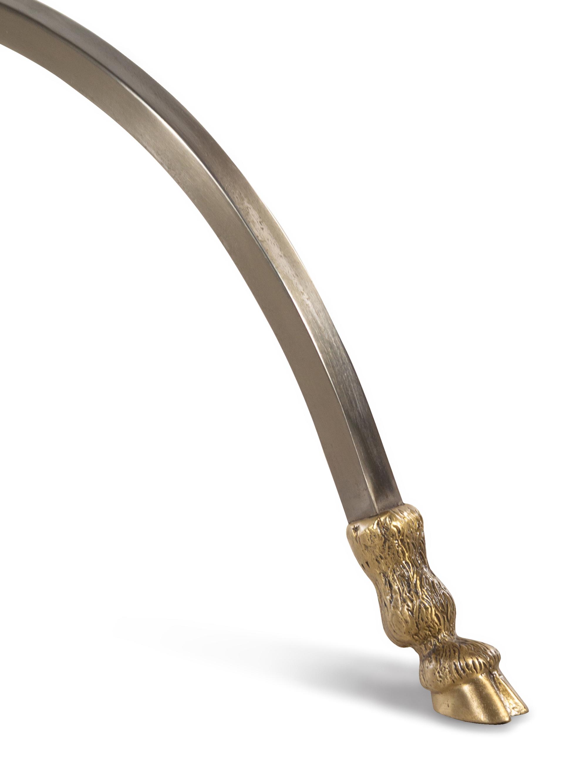 A Pair of Steel and Brass Side Tables in the Style of Maison Jansen