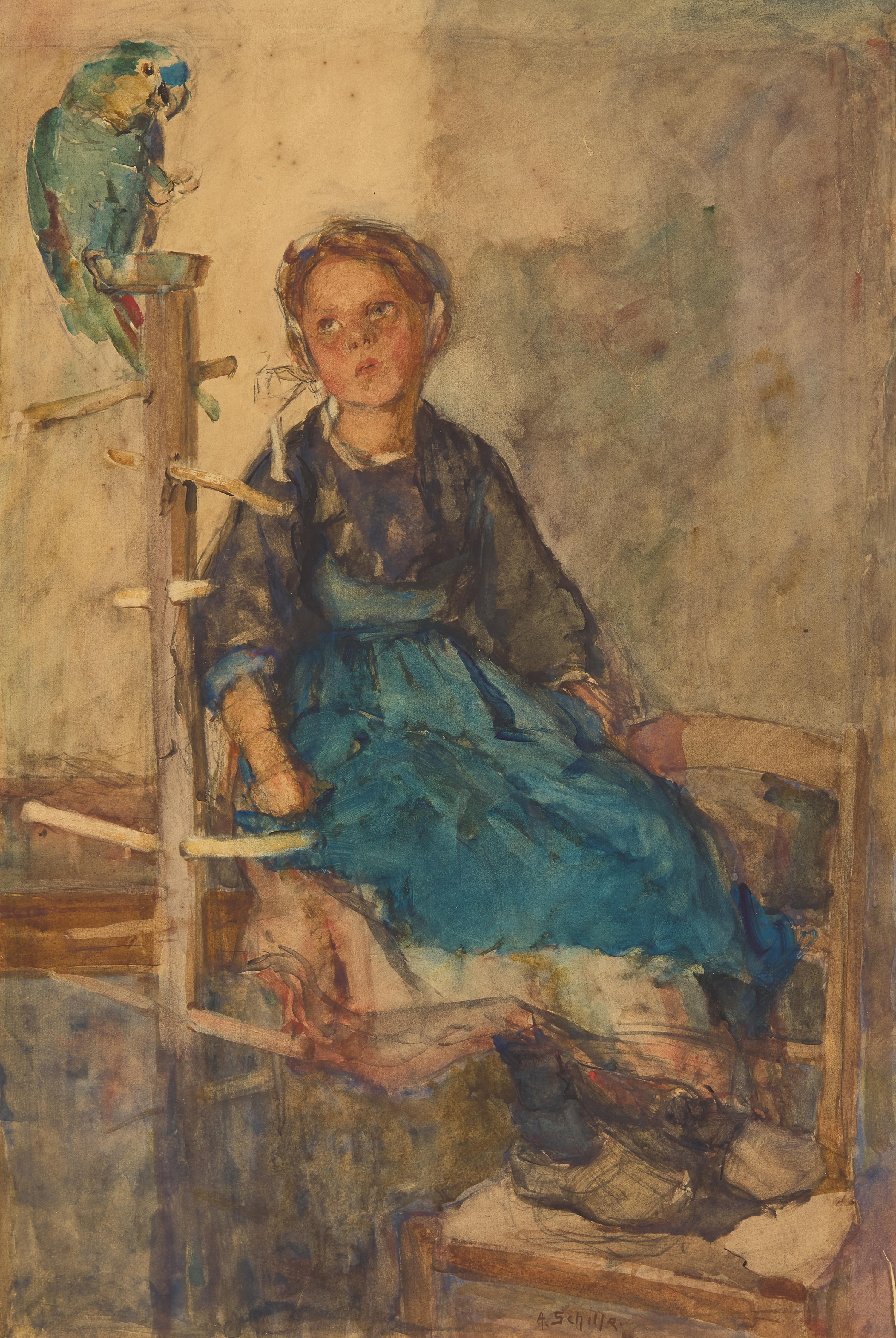 Alice Schille (American, 1869–1955) — Child with a Parrot