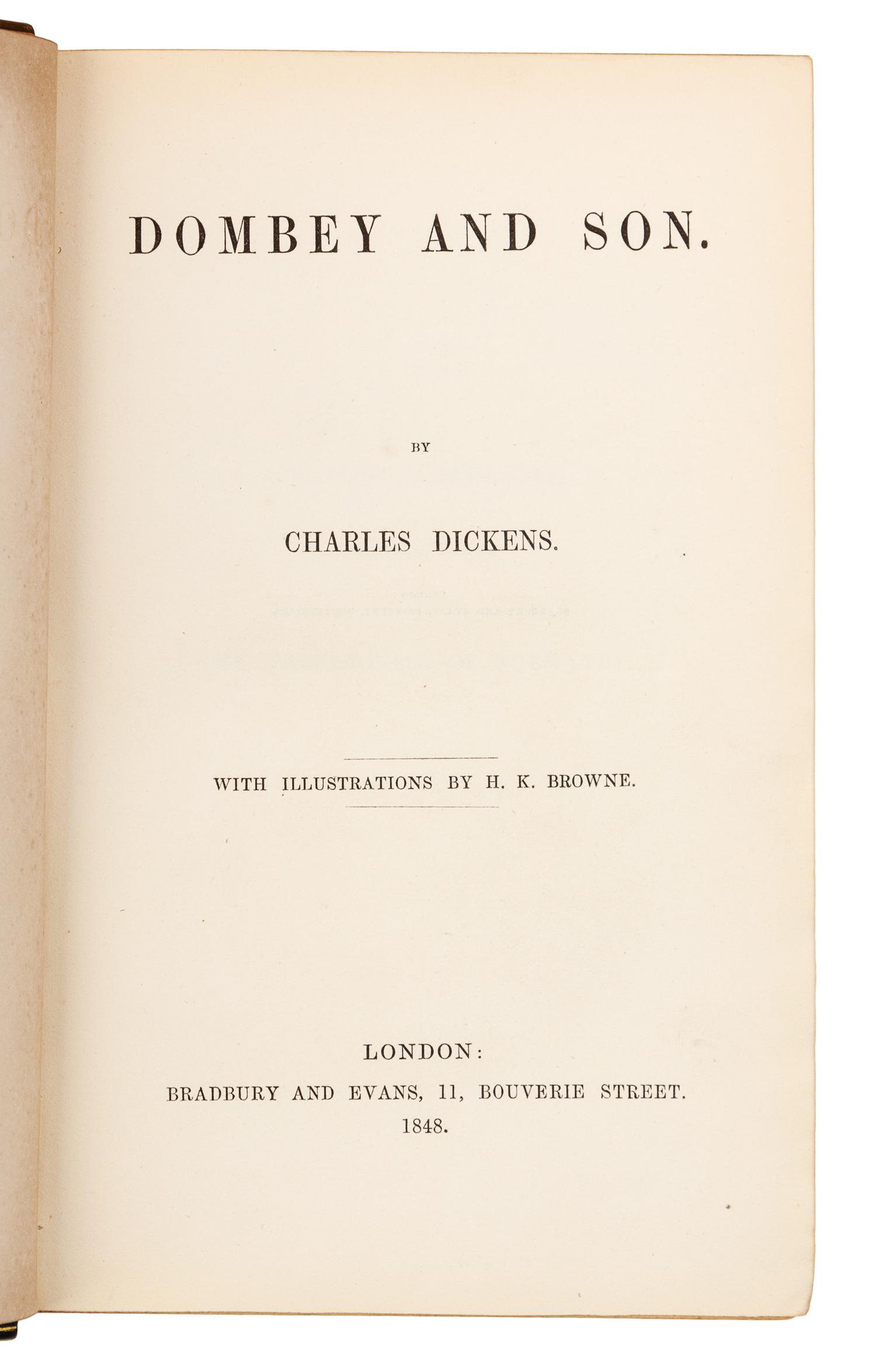 DICKENS, Charles (1812-1870). Dombey and Son. London: Chapman and Hall, 1848.
