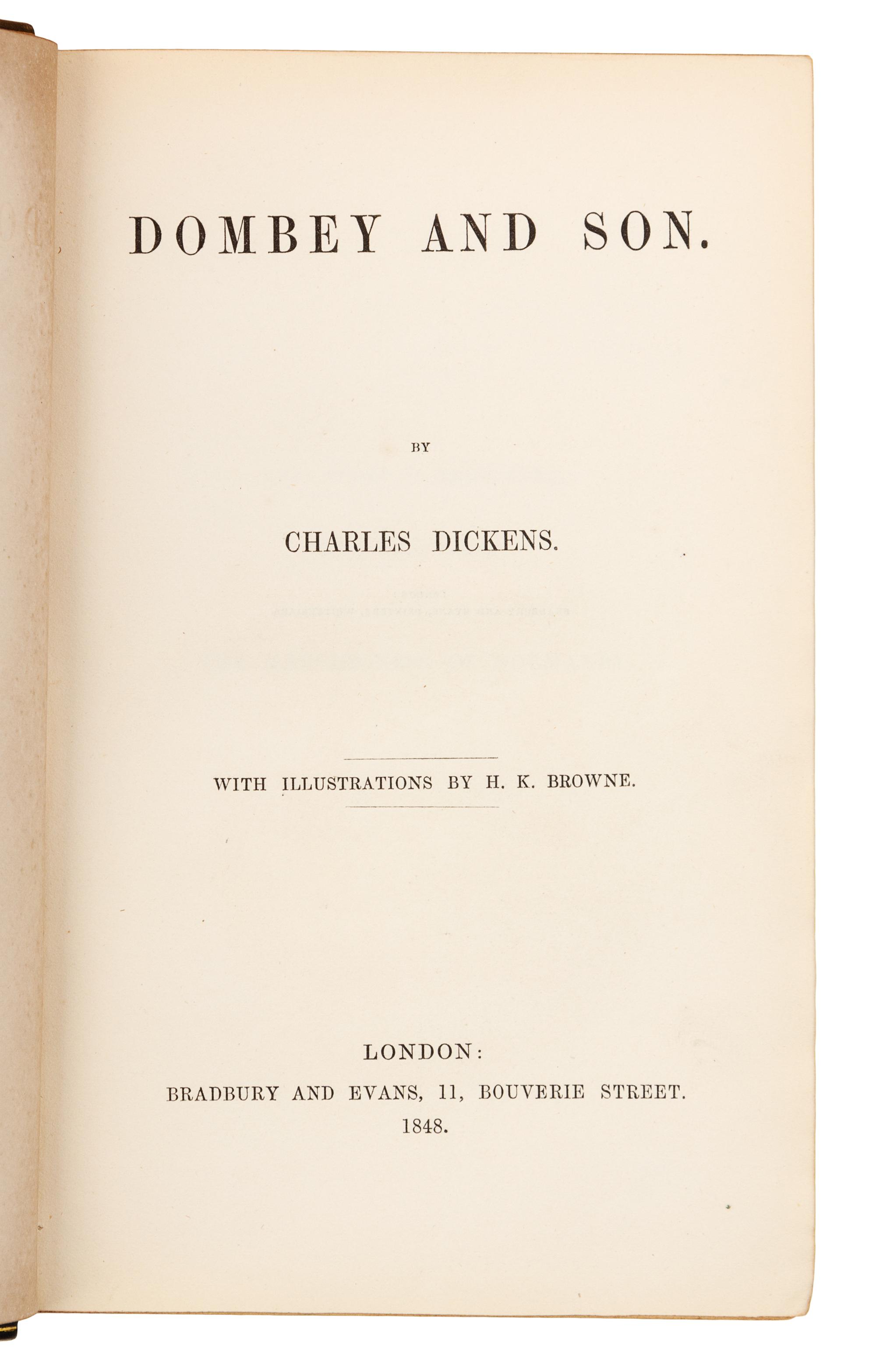 DICKENS, Charles (1812-1870). Dombey and Son. London: Chapman and Hall, 1848.
