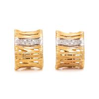ROBERTO COIN, BICOLOR GOLD AND DIAMOND 'ELEPHANT SKIN' EARCLIPS