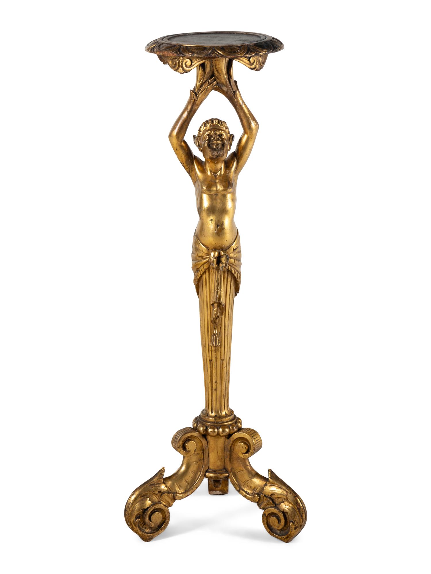 An Italian Carved Giltwood Figural Stand