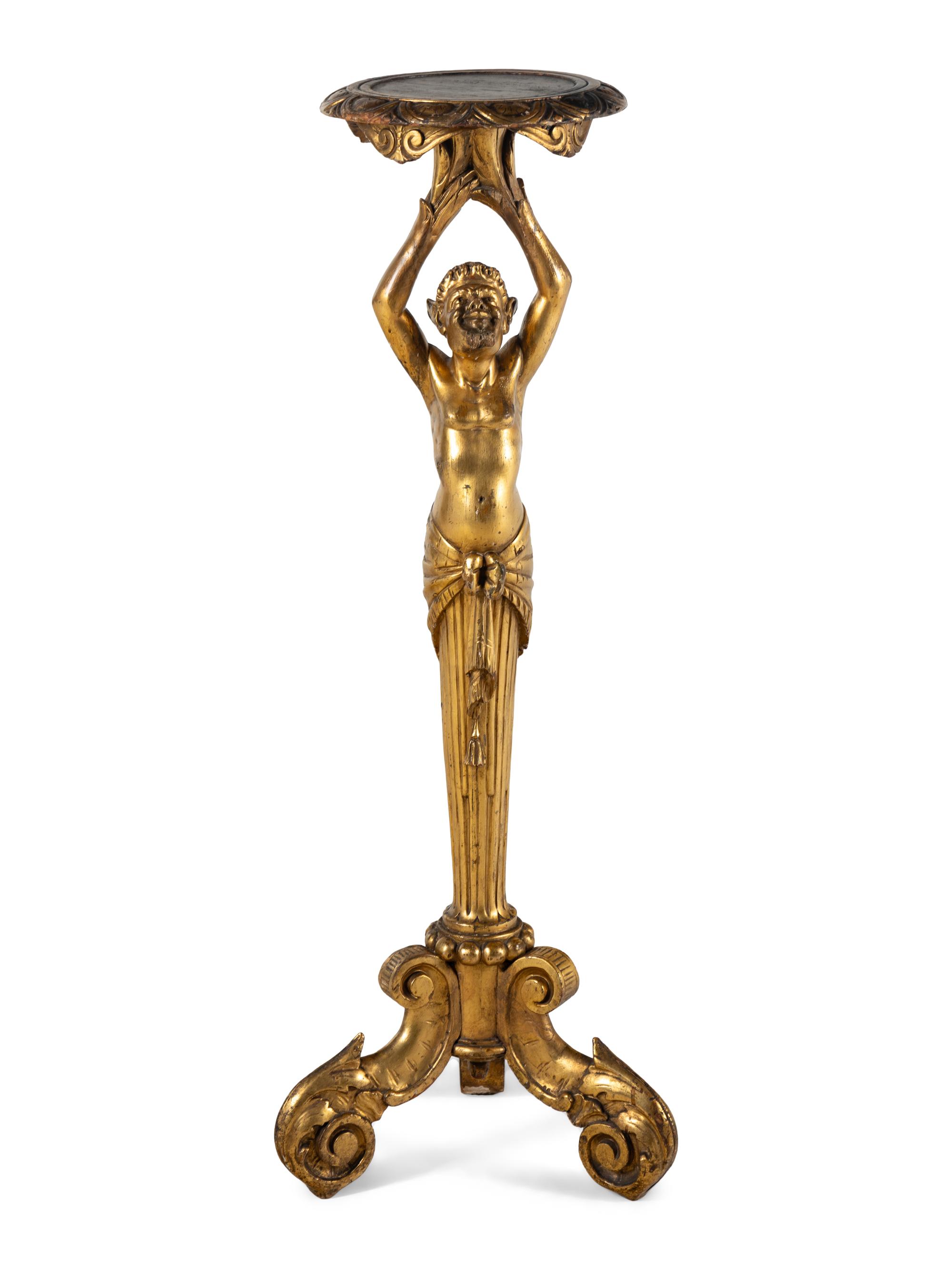 An Italian Carved Giltwood Figural Stand