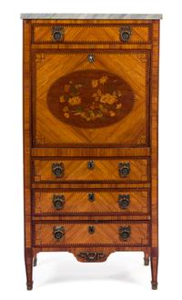 A Louis XVI Style Marquetry Secretaire a Abattant Height 56 x width 28 x depth 14 1/4 inches. — PAUL SORMANI, PARIS, CIRCA 1920