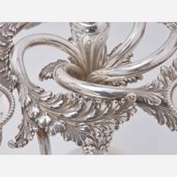 An American Pair of Sterling Silver Six-Light Candelabra Tiffany & Co., New York, 1891-1902