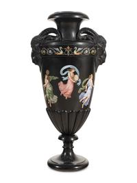 An Italian Neoclassical Black Belgian Marble and Micromosaic Vase