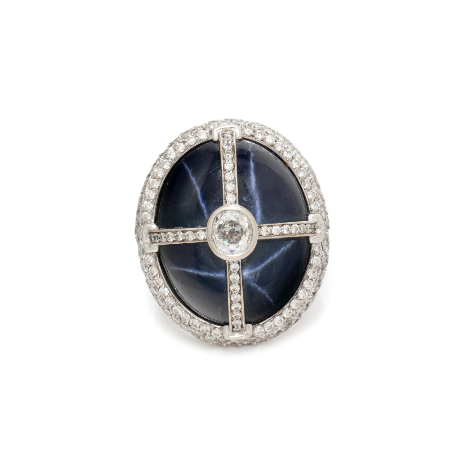 STAR SAPPHIRE AND DIAMOND RING