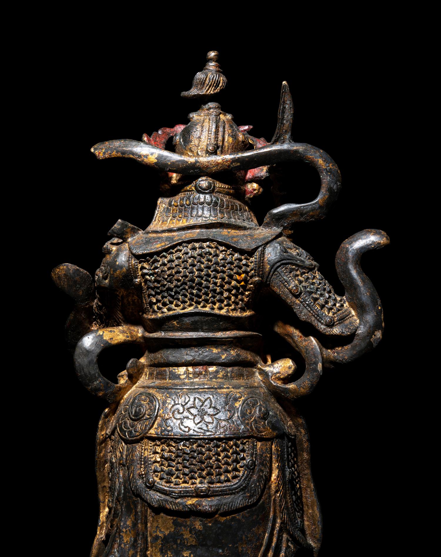 A Parcel Gilt Bronze Figure of Guardian Weituo