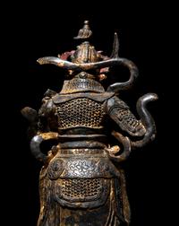 A Parcel Gilt Bronze Figure of Guardian Weituo