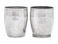 Two Federal Coin Silver Beakers / Cups, Moulton & Wood (active 1818-1820), Newburyport, MA, and Thomas Knox Emery (1784-1815), Boston, MA, Circa 1810-1820