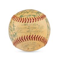 A 1953 Cleveland Indians Team Signed Autograph Baseball Featuring Multiple Hall of Famers (JSA Letter of Authenticity),