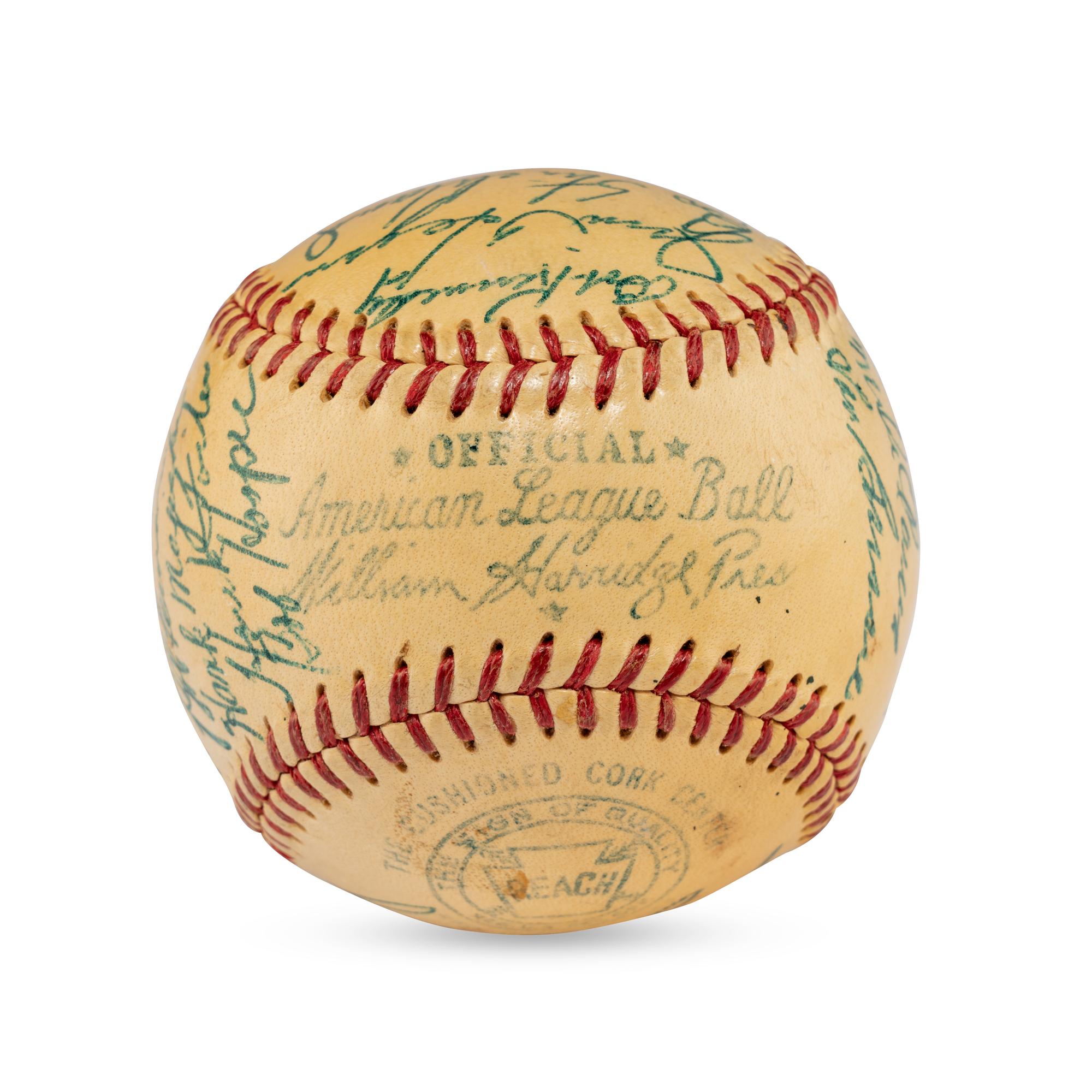 A 1953 Cleveland Indians Team Signed Autograph Baseball Featuring Multiple Hall of Famers (JSA Letter of Authenticity),