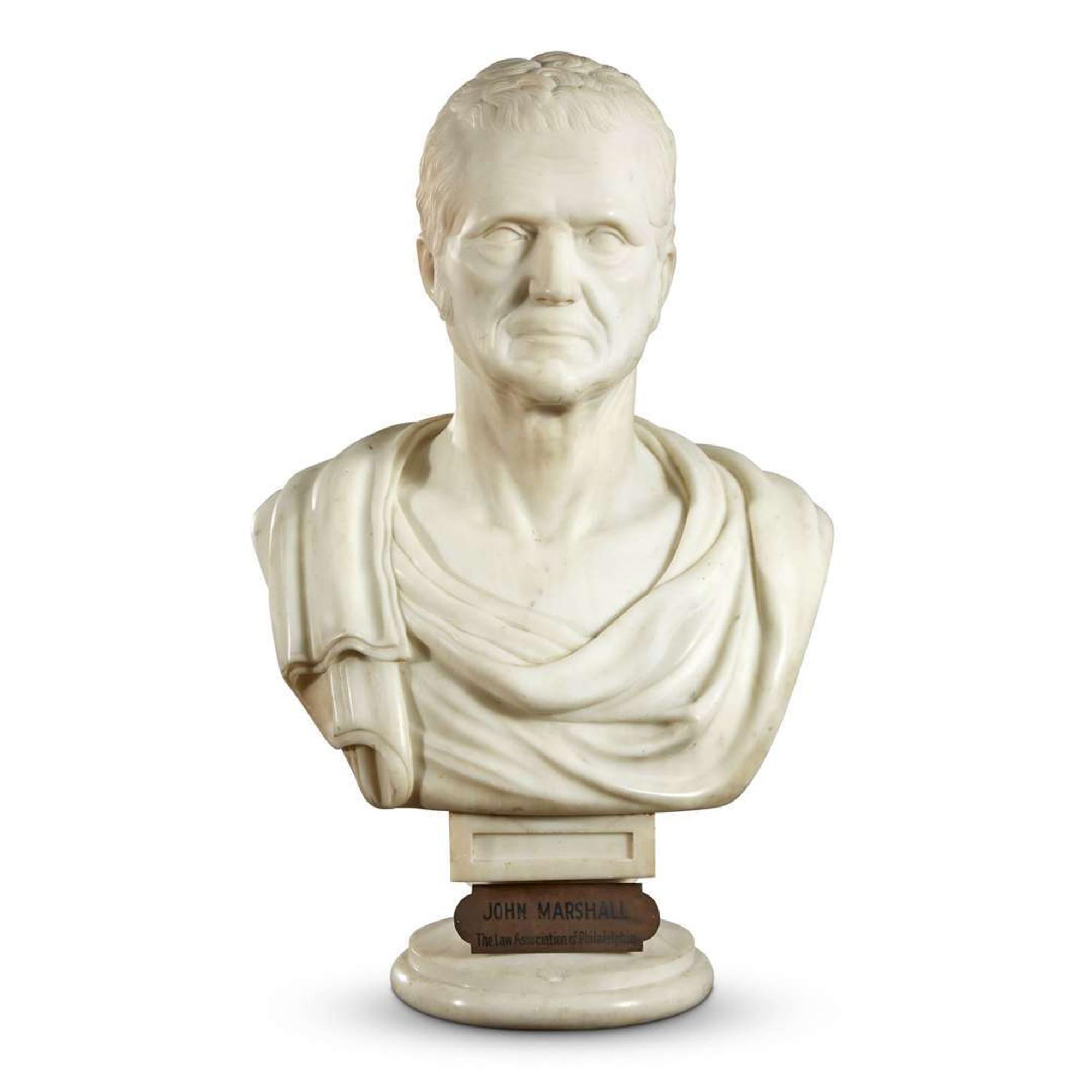 Hugh Cannon (Irish, active Philadelphia, 1840-1857) Marble bust of John Marshall (1755-1835)