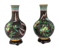A Pair of Chinese Cloisonné Enamel Bottle Vases