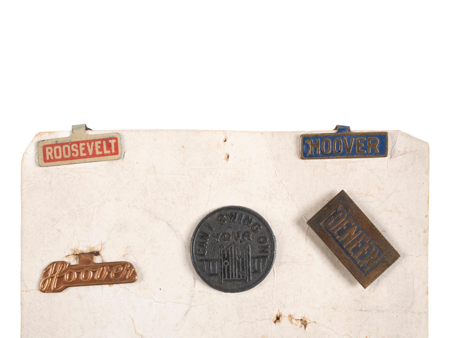 [POLITICS]. A group of 15 political campaign buttons promoting Wilson, Harding, and Hoover.
