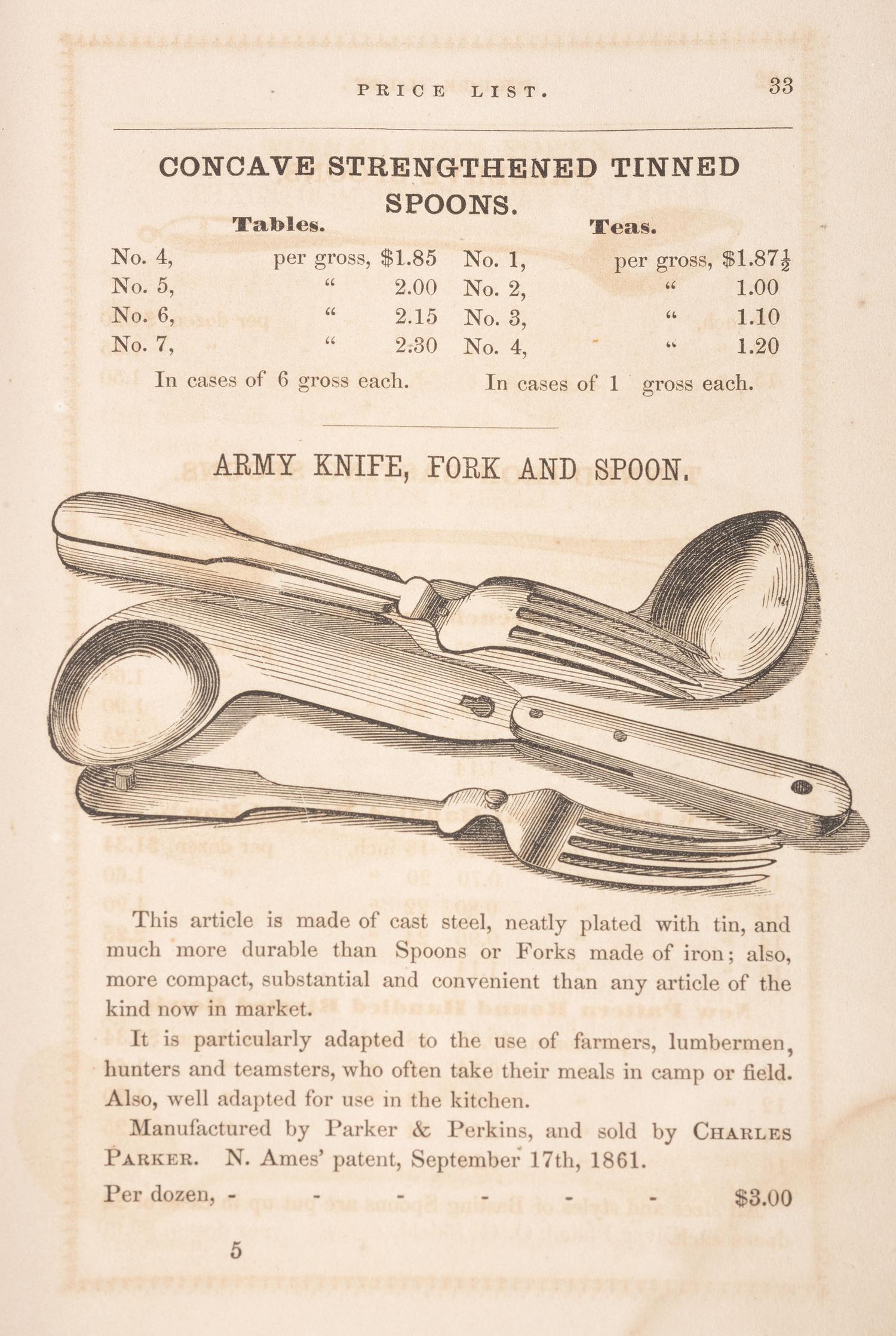 Price List of Articles Manufactured by Charles Parker . Hartford, CT: Case, Lockwood and Company, 1862.