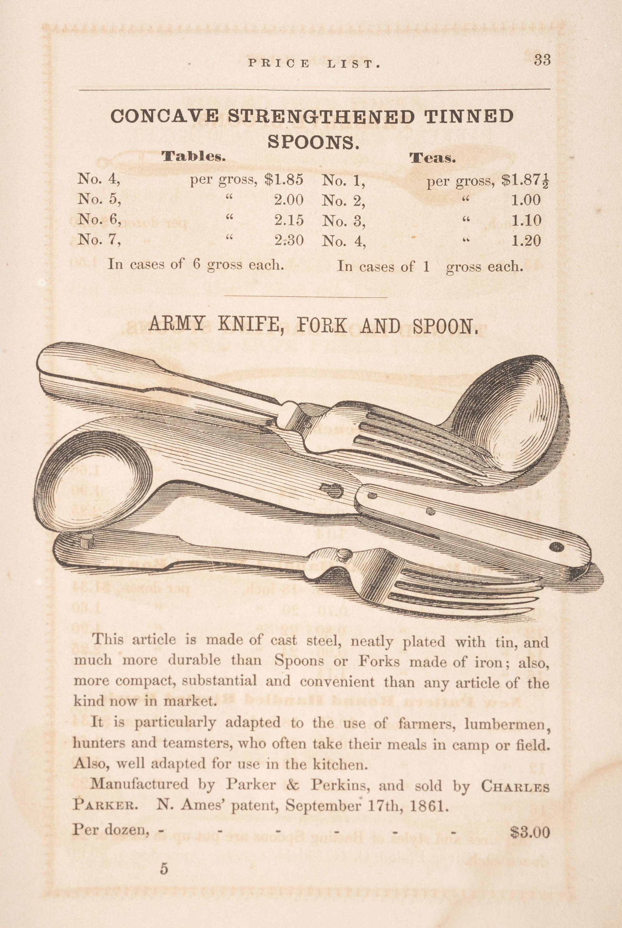 Price List of Articles Manufactured by Charles Parker . Hartford, CT: Case, Lockwood and Company, 1862.