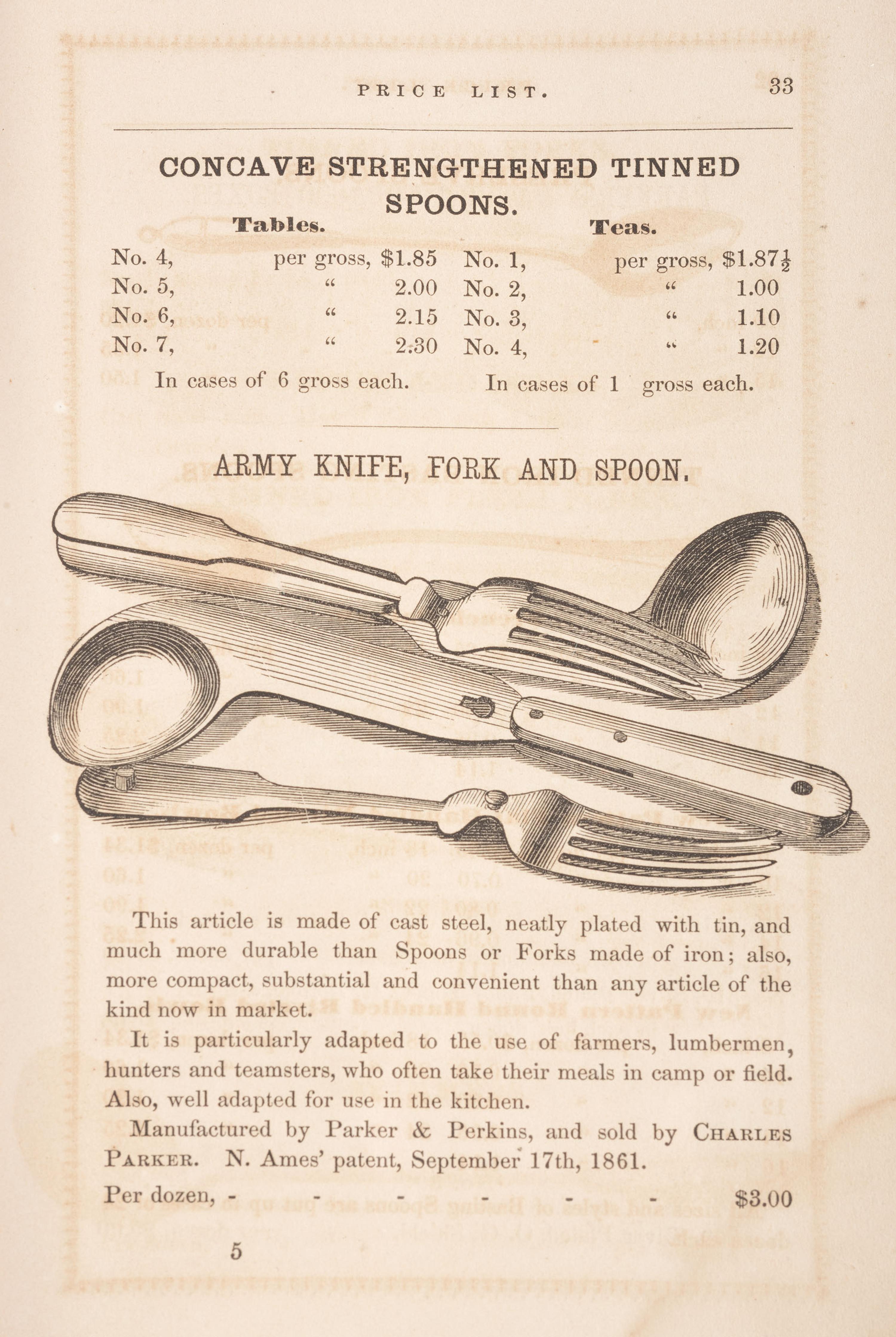 Price List of Articles Manufactured by Charles Parker . Hartford, CT: Case, Lockwood and Company, 1862.