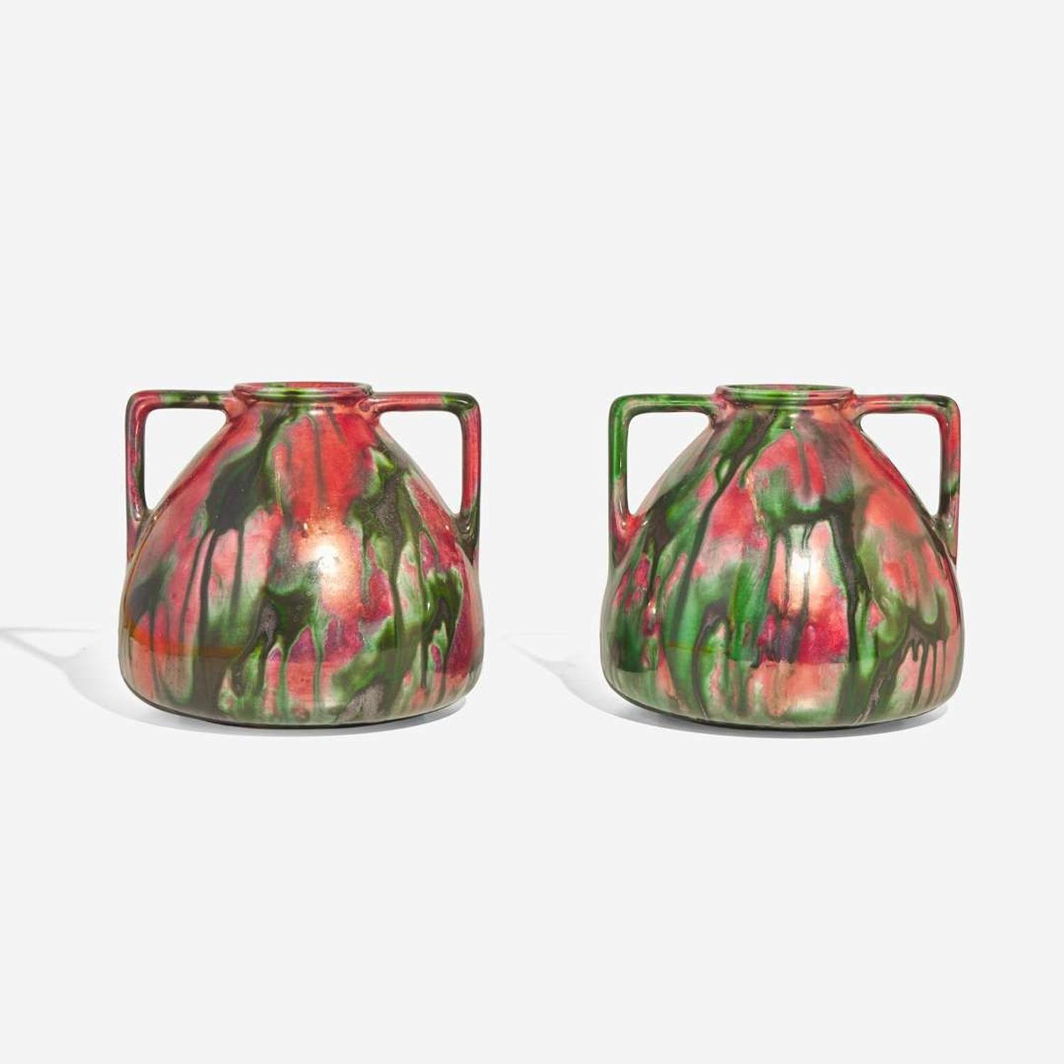 A pair of Astra Ware twin-handled lustre glazed vases Minton, Hollins & Co., England, circa 1917-1934