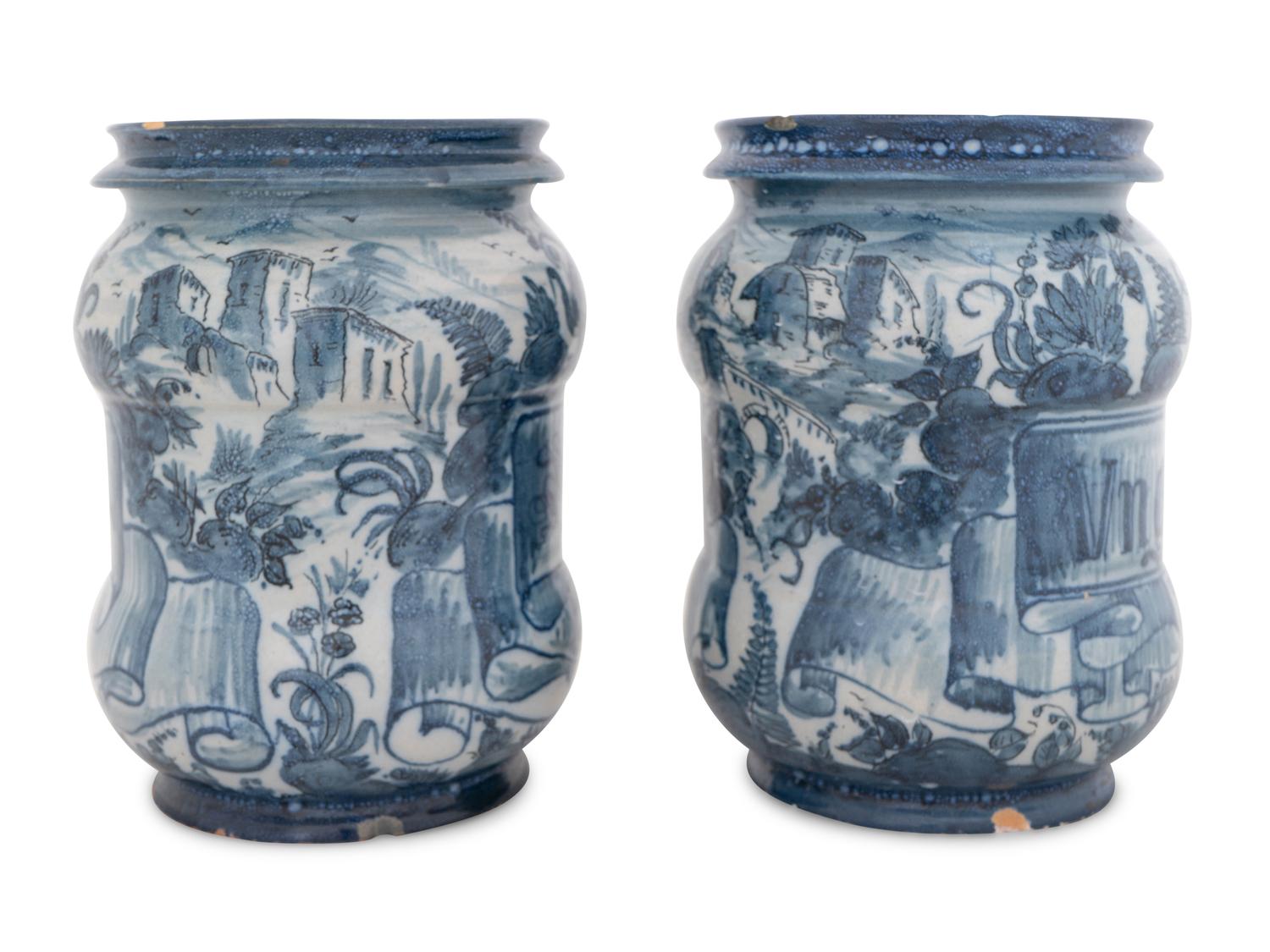 A Pair of Italian Majolica Apothecary Jars