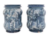 A Pair of Italian Majolica Apothecary Jars