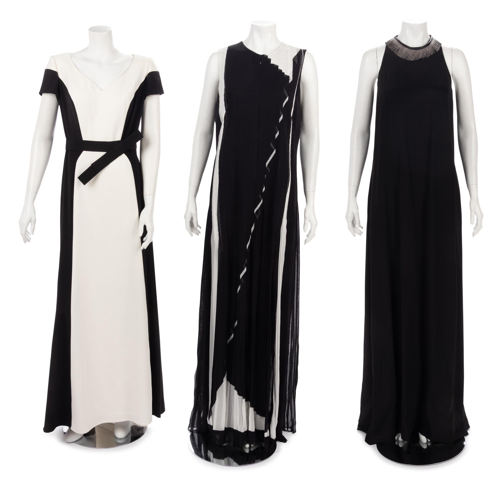 Three Designer Maxi Dresses: One Carolina Herrera, One Akris, One Brunello Cucinelli, 2015-2017