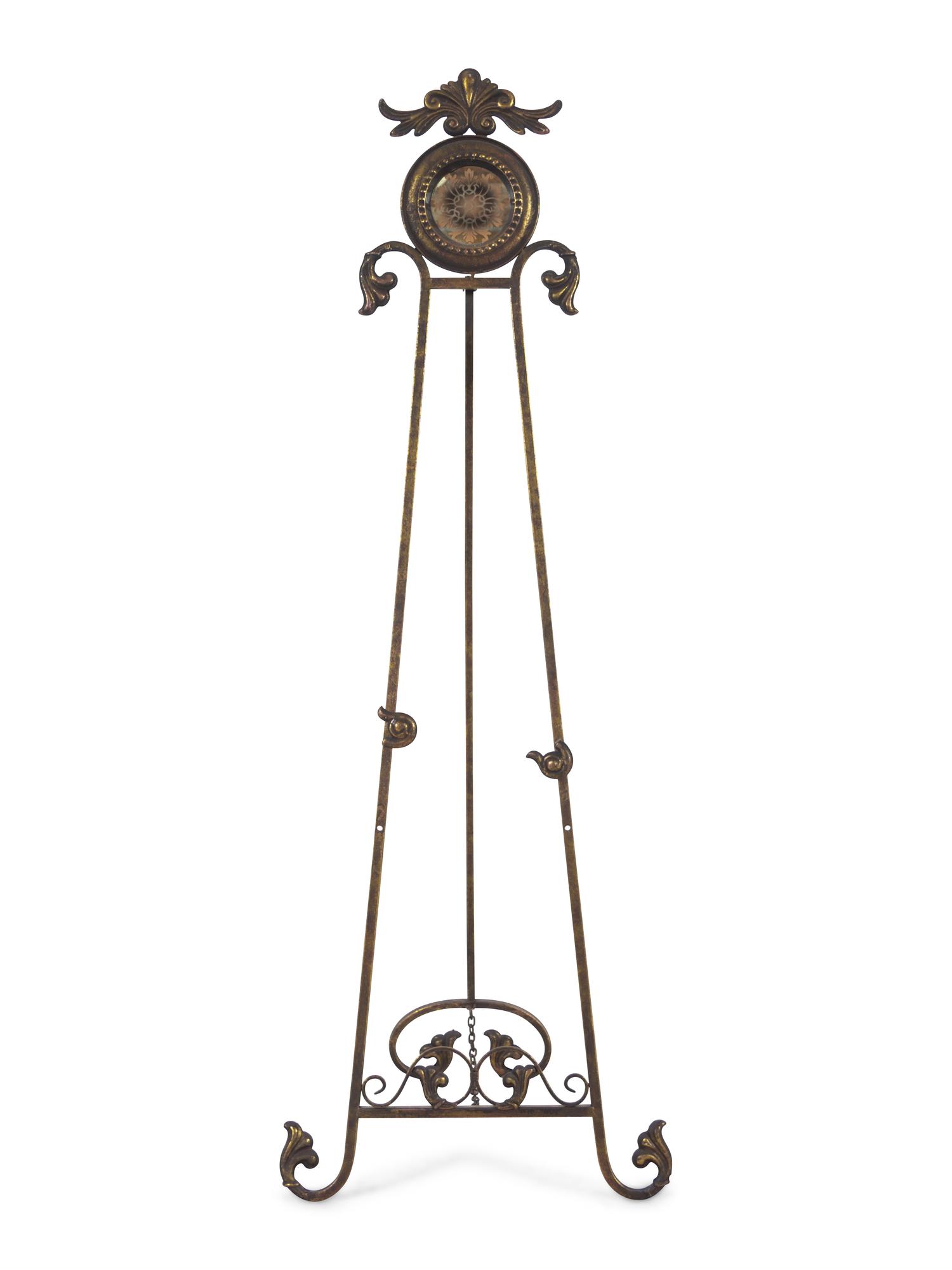 A French Patinated and Gilt Metal Easel