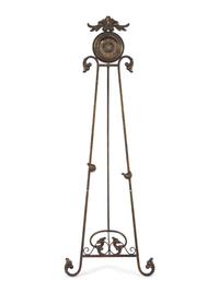 A French Patinated and Gilt Metal Easel