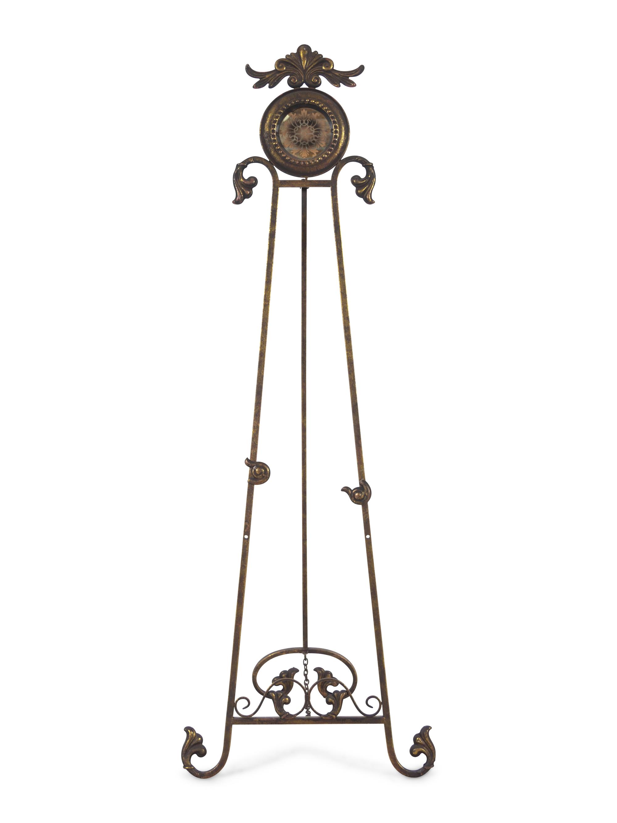 A French Patinated and Gilt Metal Easel