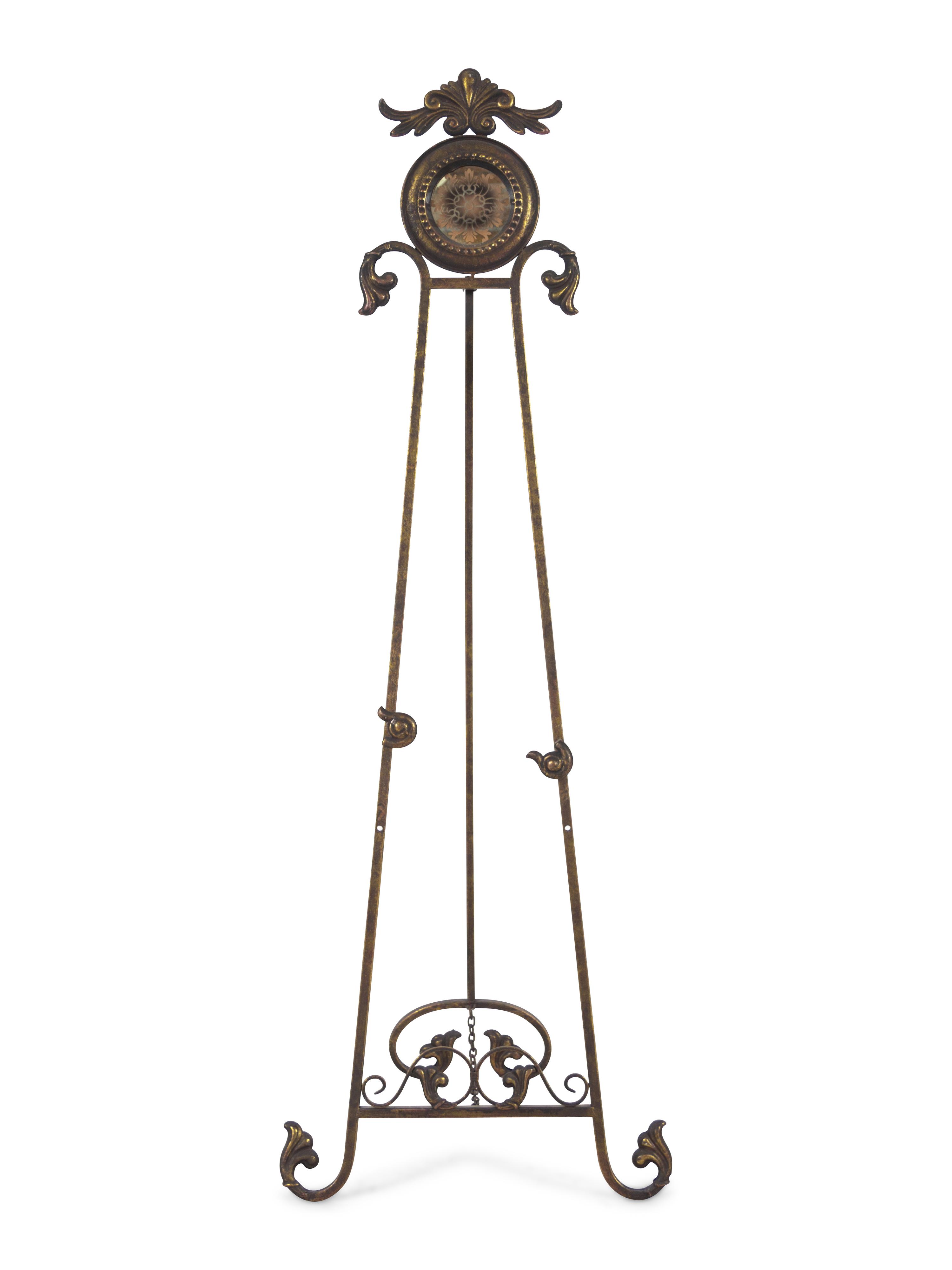 A French Patinated and Gilt Metal Easel