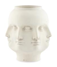 A TM Studios Cast Plaster Perpetual Face Vase