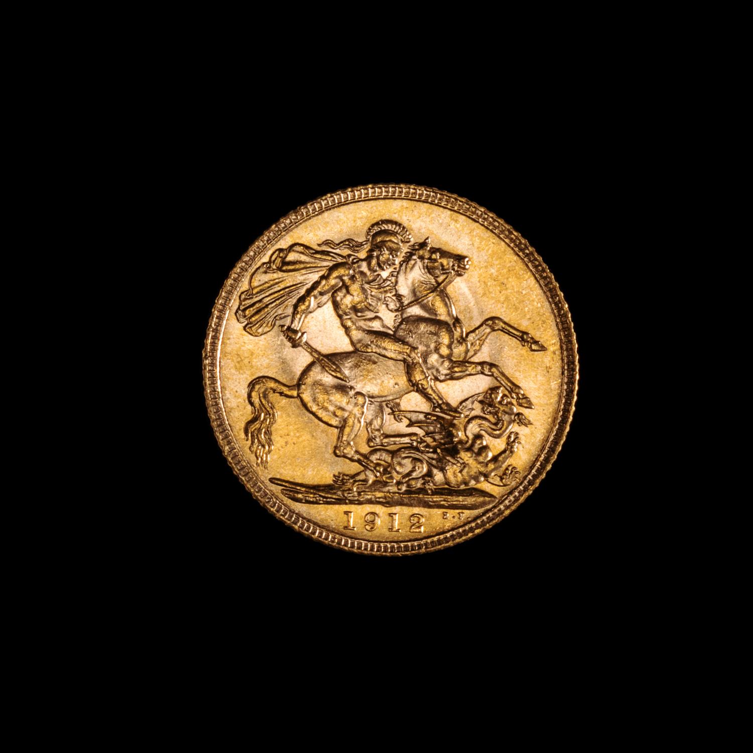 A United Kingdom 1912 Sovereign: George V-London Mint Gold Coin